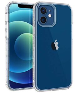 lontect compatible with iphone 12 case and iphone 12 pro case 6.1 inch 2020 crystal clear transparent shockproof heavy duty hybrid sturdy protective cover case, clear
