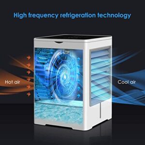 Personal Air Cooler, Portable Evaporative Conditioner with 3 Wind Speeds Touch Screen Small Desktop Cooling Fan, Mini Air Conditioner Fan for Home, Bedroom Room, Office, Dorm, Car, Camping Tent