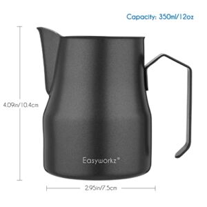 Easyworkz Espresso Steaming Pitcher Stainless Steel 12 oz Coffee Frothing Picther Milk Jug Cappuccino Latte Art Cup