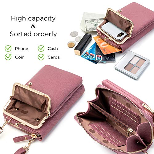 Crossbody Cell Phone Purse Wallet for Women Mini Cell Phone Pouch Shoulder Bag with Strap for Women PU Leather