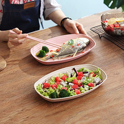 Hemoton Food Platter Plate Fish Steak Meat Vegetables Serving Shatter Resistant Wheat Straw Dish Colorful Buffet Plate for Home Kitchen Restaurant Random Color