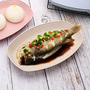 Hemoton Food Platter Plate Fish Steak Meat Vegetables Serving Shatter Resistant Wheat Straw Dish Colorful Buffet Plate for Home Kitchen Restaurant Random Color