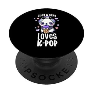 just a girl who loves k-pop shirt gift kawaii boba and kpop popsockets popgrip: swappable grip for phones & tablets