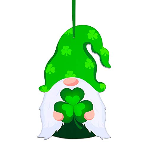 FaCraft St.Patrick's Day Decoration,9.5"x 14" Irish Hanging Gnome Door Sign,Shamrock Wall Sign for Indoor Outdoor Porch St. Patrick's Day Party Decor