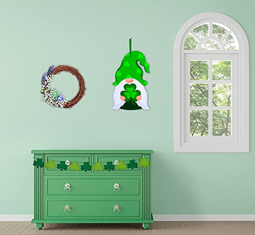 FaCraft St.Patrick's Day Decoration,9.5"x 14" Irish Hanging Gnome Door Sign,Shamrock Wall Sign for Indoor Outdoor Porch St. Patrick's Day Party Decor