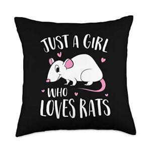 funny rats and mice gifts just loves funny rat girl throw pillow, 18x18, multicolor
