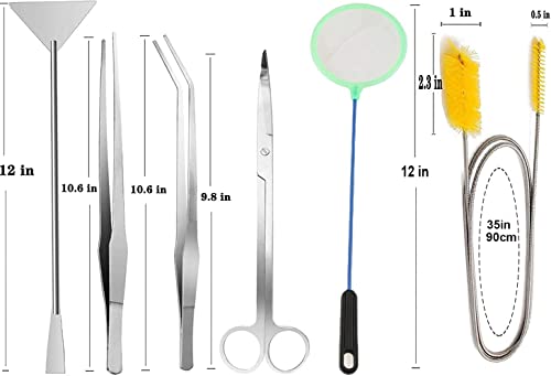 Lxiyu 7 in 1 Aquarium Aquascaping Tools Kits,Stainless Steel Aquarium Plant Tools Tweezers Scissors Scrapers for Aquarium Tank Clean Fish Tank Aquascape Tools Sets