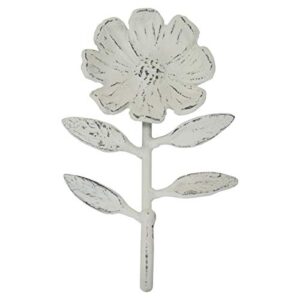 foreside home & garden white rustic antique flower decorative metal wall hook