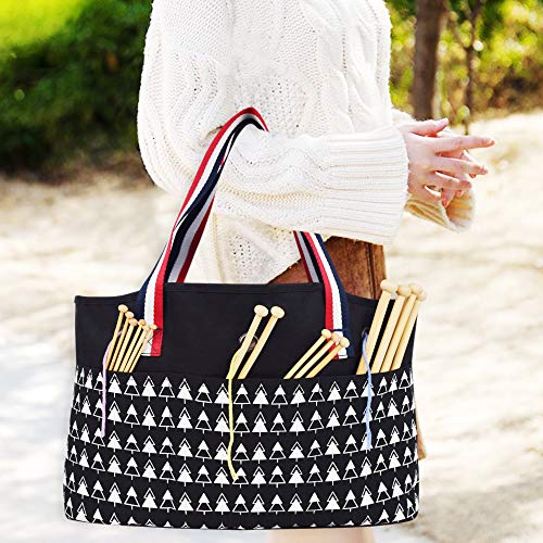 Crochet Bag Yarn Storage Tote, Knitting Bag Crochet Yarn Organizer Crochet Accessories and Supplies Crochet Bags and Totes,Black