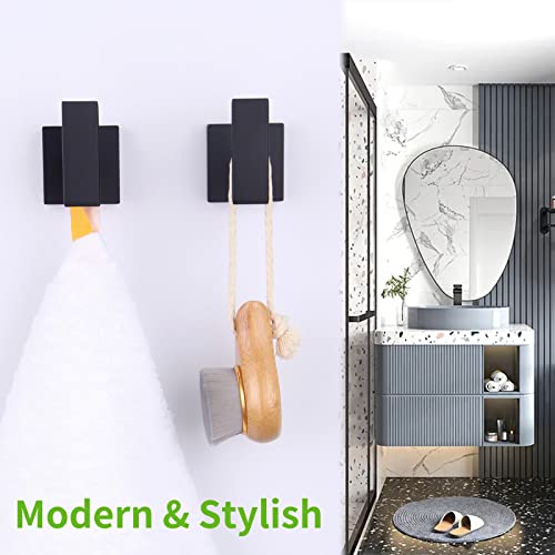 Angle Simple Bathroom Towel Hook 2 PCS, Stainless Steel Bath Towel Holder, Hand Towel Rack, Heavy Duty Square Robe Hook Wall Mount, Matte Black