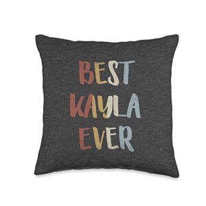 custom kayla gifts & designs for girls best kayla ever retro vintage name gift dark heather gray throw pillow, 16x16, multicolor