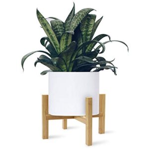daorfaa bamboo plant stand, flower potted holder, up to 8 inch pot - nature, mid century modern (pot not included)