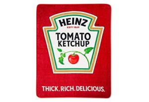 heinz ketchup logo plush throw blanket | cozy sherpa wrap covering for sofa, bed | super soft lightweight fleece blanket | geeky home decor | 45 x 60 inches