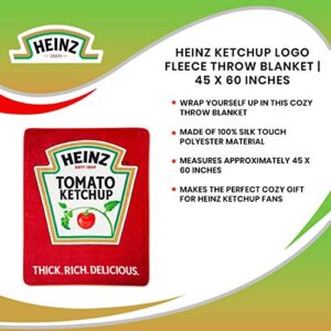 Heinz Ketchup Logo Plush Throw Blanket | Cozy Sherpa Wrap Covering for Sofa, Bed | Super Soft Lightweight Fleece Blanket | Geeky Home Decor | 45 x 60 Inches