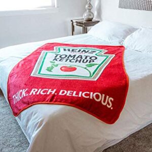 Heinz Ketchup Logo Plush Throw Blanket | Cozy Sherpa Wrap Covering for Sofa, Bed | Super Soft Lightweight Fleece Blanket | Geeky Home Decor | 45 x 60 Inches
