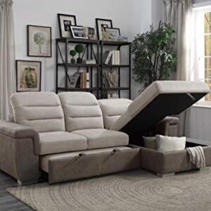 Lexicon Otis Living Room Sectional Sofa Sleeper with Storage, Two-Tone