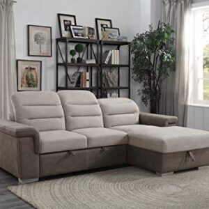 Lexicon Otis Living Room Sectional Sofa Sleeper with Storage, Two-Tone