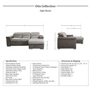 Lexicon Otis Living Room Sectional Sofa Sleeper with Storage, Two-Tone