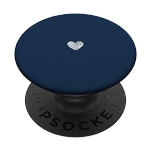 cute white heart hand drawn minimalist in dark blue popsockets popgrip: swappable grip for phones & tablets