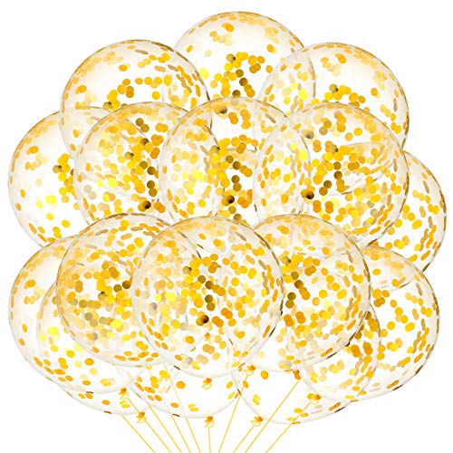 10 Pieces 18 Inch Glitter Confetti Balloons Paper Dots Confetti Balloons Shiny Confetti Latex Large Balloons for Birthday Wedding Party Decorations (Gold)