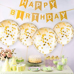 10 Pieces 18 Inch Glitter Confetti Balloons Paper Dots Confetti Balloons Shiny Confetti Latex Large Balloons for Birthday Wedding Party Decorations (Gold)