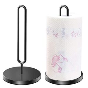 ddf iohef black paper towel holders, stainless steel paper towel holder, paper towel stand countertop dispenser with weighted base - fits in kitchen or for bathroom