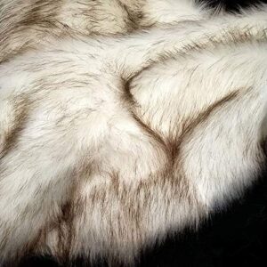 loogool faux fur fabric soft plush patchwork sheet white fur tip dyed toy bag sewing craft diy supplies (16x20 inch, brown)