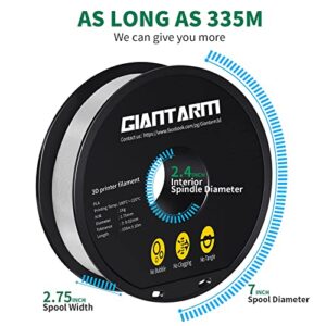 GIANTARM Transparent Clear PLA 3D Printer Filament 1kg(2.2lbs) Spool,1.75mm Dimensional Accuracy +/- 0.02mm, Vacuum Packaging, Fit for Most 3D Printer in Market