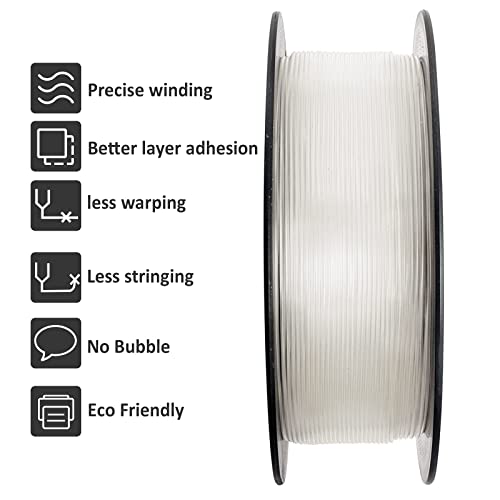 GIANTARM Transparent Clear PLA 3D Printer Filament 1kg(2.2lbs) Spool,1.75mm Dimensional Accuracy +/- 0.02mm, Vacuum Packaging, Fit for Most 3D Printer in Market