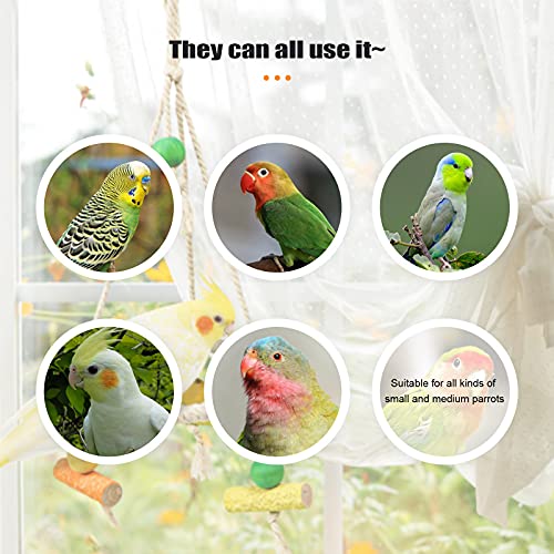 Bird Perch Stand Parrot Rope Swing Hanging Toy,Circle Ring Parakeet Perch Swing Toys&Bird Platform Parrot Stand Playground for Budgie Conure Finches Lovebird Cockatiel Cockatoo Exercise Toys (H01)