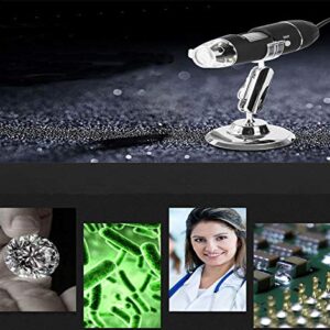 Meichoon 1600X Digital Flexible Microscope Electronic Handheld Mini USB Microscope Magnification Camera with 8 LED HD Lights,Compatible with Window 7 PX, NB03C