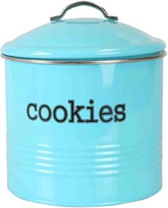 joey'z vintage cookie jar/candy jar/cookie tin with airtight lid cookie jars for kitchen counter (turquoise farmhouse style)