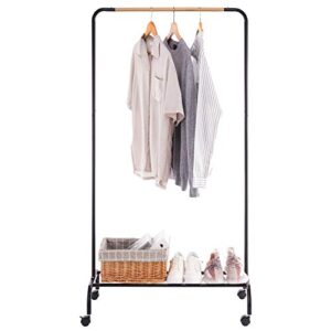 youdenova clothes rack on wheels, rolling clothing rack for hanging clothes, clothing garment rack, black