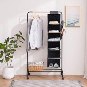 YOUDENOVA Clothes Rack on Wheels, Rolling Clothing Rack for Hanging Clothes, Clothing Garment Rack, Black