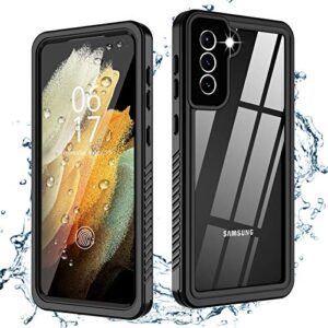 oterkin for samsung galaxy s21 case,s21 waterproof case with built-in screen protector dustproof shockproof 360 full body underwater case for samsung s21 5g 6.2inch (2021) black