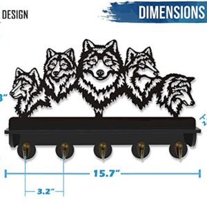 KingLive Wolf Coat Rack Wall Mount, Animal Wall Shelf with Heavy Duty Hooks, Coat Hooks, Valentines Day Decor for Hallway Kitchen Office Entryway, Wolf Wall Hook Valentines Day Gifts for Him（5 Hooks）