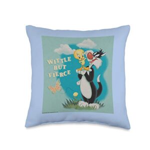 looney tunes sylvester and tweety widdle but fierce throw pillow, 16x16, multicolor