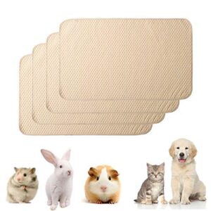 kathson Guinea Pig Cage Liner, 4 Pack Bedding Pads Washable Absorbent Reusable Waterproof Mats for Guinea Pig Rabbit Bunny Hamster Cat Puppy Small Animals