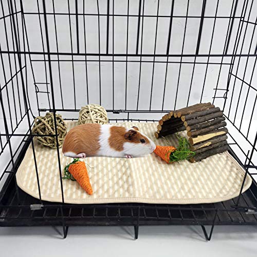 kathson Guinea Pig Cage Liner, 4 Pack Bedding Pads Washable Absorbent Reusable Waterproof Mats for Guinea Pig Rabbit Bunny Hamster Cat Puppy Small Animals