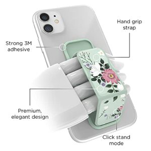 CLCKR Richmond Finch Phone Grip Holder and Expanding Stand, Universal Finger Grip Kickstand Compatible with iPhone 14/13/12, Samsung S22 and More, Multiple Viewing Angles, Sweet Mint Design