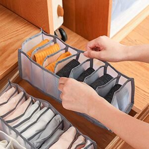 Underwear Storage Box Set of 3, Socks Storage Box, Bra Storage Box, collapsible Underpants Drawer Cabinet Dividers, Closet Clothes Organizers with Compartments for Women (Thicken Gray) (3 set + Bra)