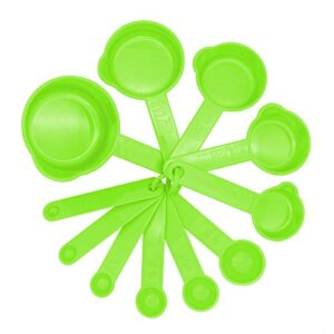 kufung kitchen baking plastic measuring spoon &cups set for dry or liquid (11 pcs, green)