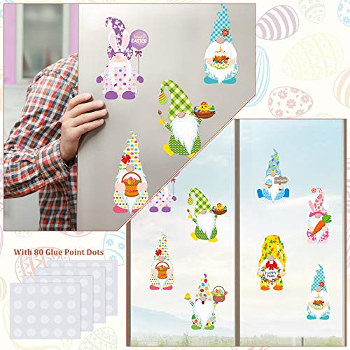 40 Pieces Funny Easter Gnomes Cutouts Stickers Easter Classroom Decoration Cutouts with Glue Point Dots for School Home Office Party Favors Bulletin Board Ornament Holiday Supplies, 8 Designs