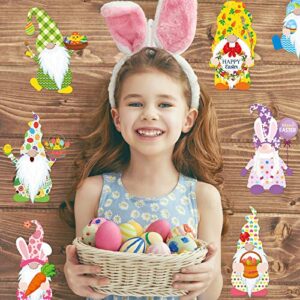 40 Pieces Funny Easter Gnomes Cutouts Stickers Easter Classroom Decoration Cutouts with Glue Point Dots for School Home Office Party Favors Bulletin Board Ornament Holiday Supplies, 8 Designs