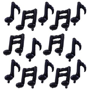 annodeel 15pcs music note foil balloons, 16inch black music note mylar balloons for baby shower wedding concert band bar theme party decoration