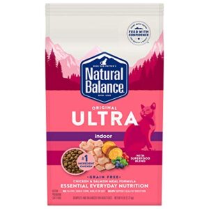 natural balance original ultra indoor chicken & salmon meal cat food | dry food for indoor adult cats | 6-lb. bag