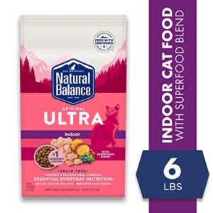 Natural Balance Original Ultra Indoor Chicken & Salmon Meal Cat Food | Dry Food for Indoor Adult Cats | 6-lb. Bag