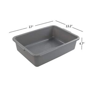 Xyskin 4 Packs 13 Liter Grey Commercial Bus Box, Plastic Utility Bus Tub