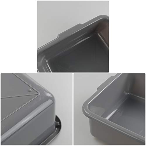 Xyskin 4 Packs 13 Liter Grey Commercial Bus Box, Plastic Utility Bus Tub