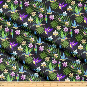 koolswitch fabric by the yard [ 58 inches x 1 yard ] decorative fabric for sewing quilting apparel crafts home decor accents (hummingbird pattern), length = 1 yard